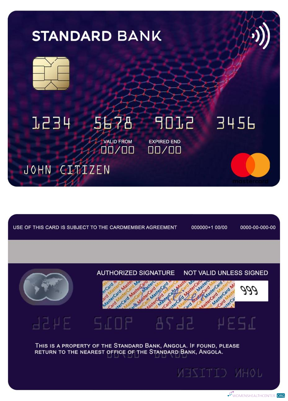 Download Angola Standard Bank mastercard Photoshop template